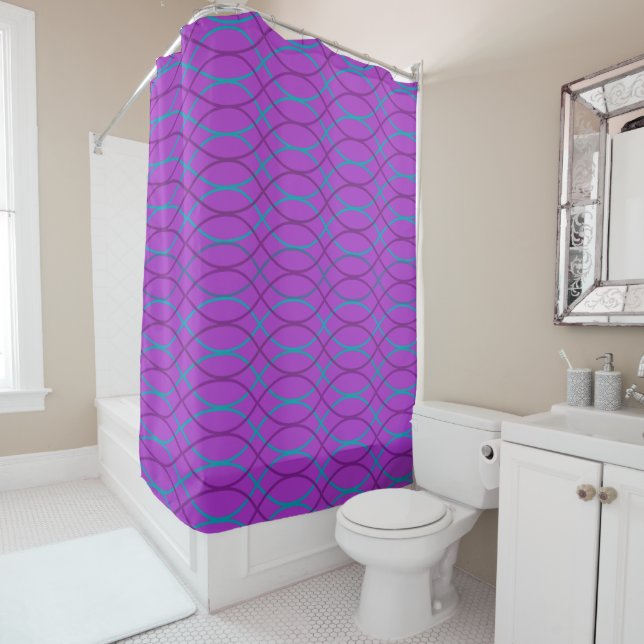 Rideaux De Douche Vagues violettes (En situation)