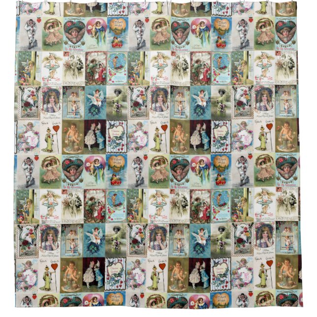 Rideaux De Douche Valentine vintage (Devant)