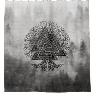 Rideaux De Douche Valknut et arbre de la vie Yggdrasil