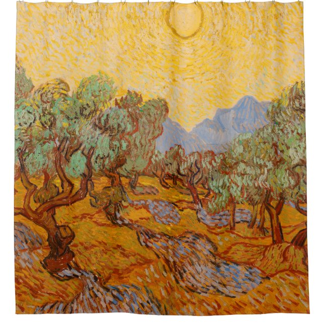 Rideaux De Douche Van Gogh Olive Trees Soleil Jaune Ciel (Devant)