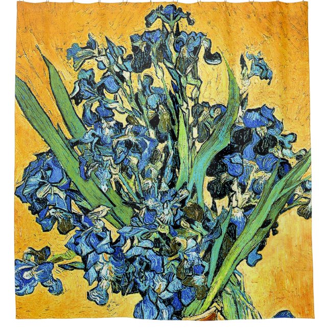 Rideaux De Douche Van Gogh - Vase avec iris Fond jaune (Devant)