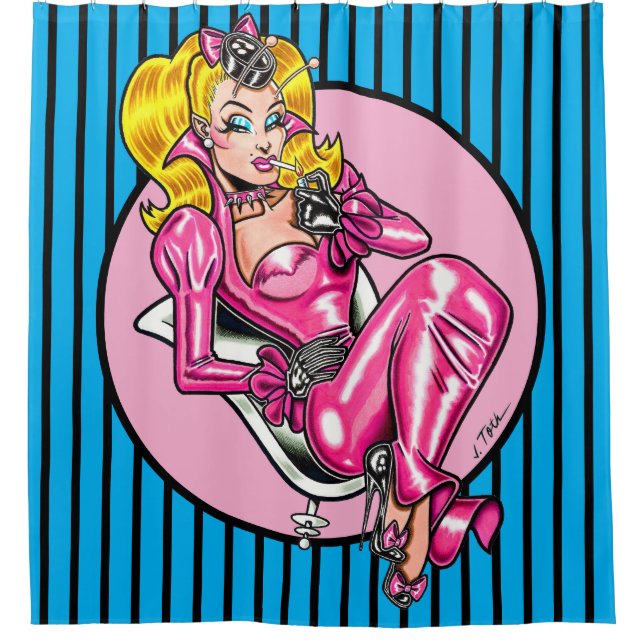 Rideaux De Douche Vana DeVinyl™/Plutôt en caoutchouc rose (Devant)