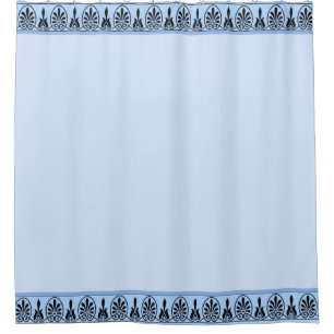 Rideaux De Douche Vecteur d'arabesque élégant sur fond bleu clair