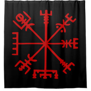 Rideaux De Douche Vegvísir (Boussole Viking) rouge sang