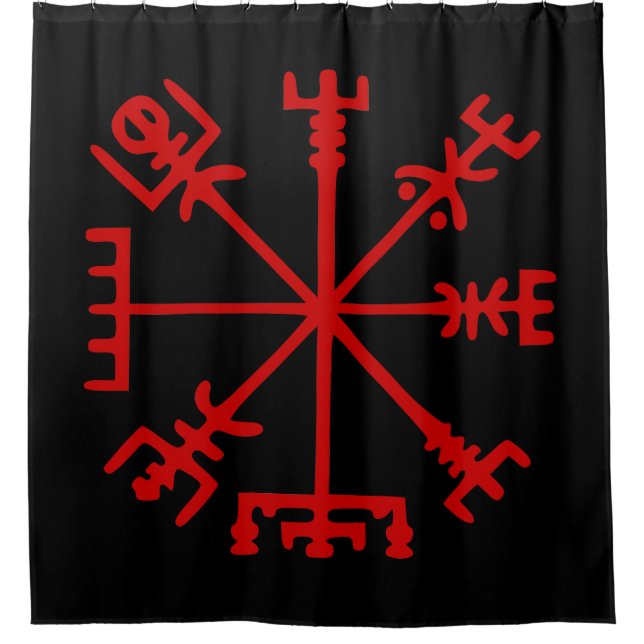 Rideaux De Douche Vegvísir rouge sang (boussole de Viking) (Devant)