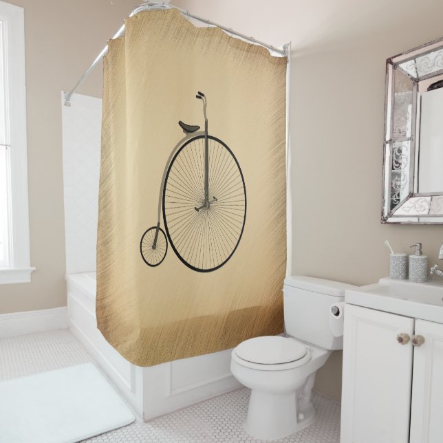 Rideaux De Douche Vélo ancien à grande roue rustique (En situation)