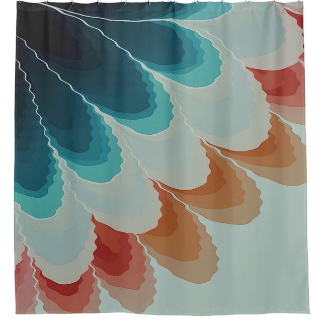 Rideaux De Douche Ventilateur Boho Abstrait (Devant)