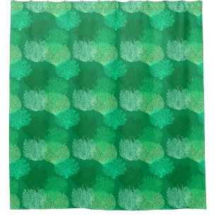 Rideaux De Douche Ventilateur Coral Impression, Tons de Jade Douche
