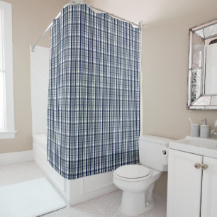 Rideaux De Douche Ventilateur sportif Dallas Silver Navy Blue Plaid 