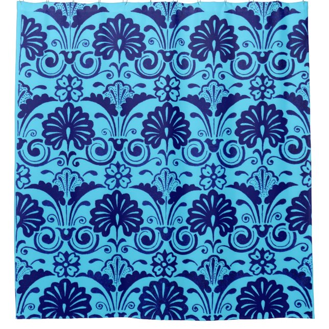 Rideaux De Douche ventilateurs bleu clair et impression de frondes (Devant)