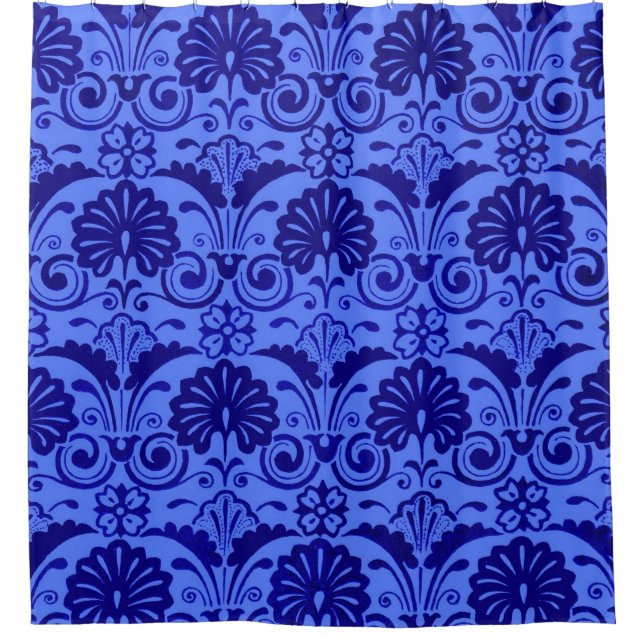 Rideaux De Douche ventilateurs bleu foncé et impression de frondes (Devant)