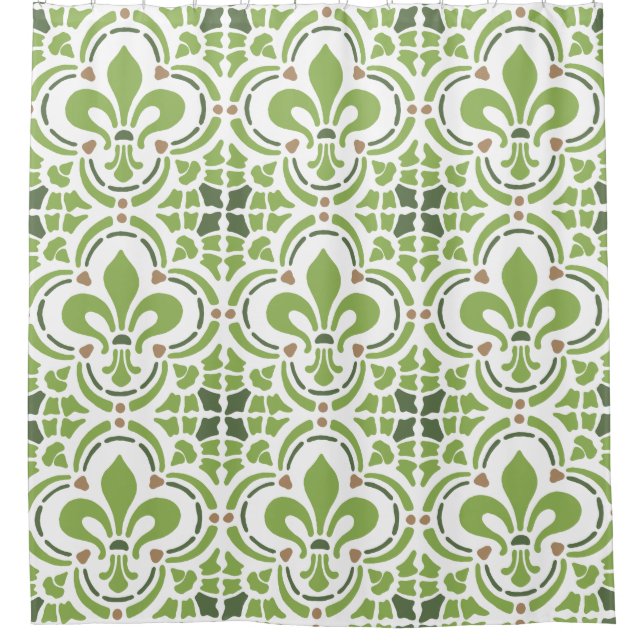 Rideaux De Douche Verdure moderne Green Fleur de Lis Quatrefoil (Devant)