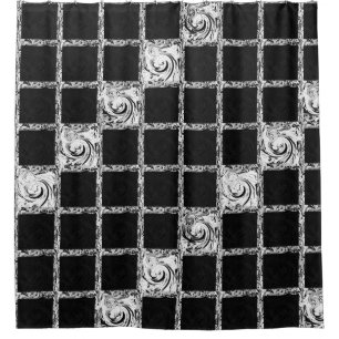 Rideaux De Douche vérifier le motif noir blanc