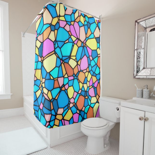 Rideaux De Douche Verre multicolore  (En situation)