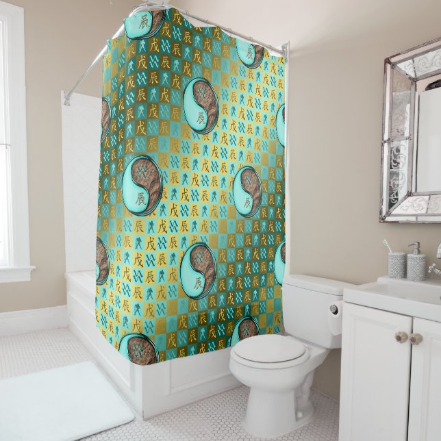 Rideaux De Douche Verseau & Dragon de Terre (En situation)