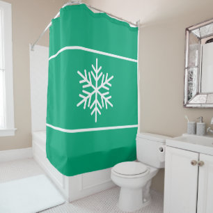 Rideaux De Douche Vert Bleu Blanc Flocons de Neige Rayures Horizonta