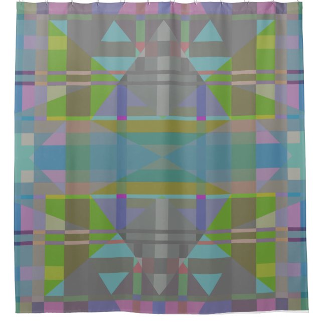 Rideaux De Douche Vert bleu violet géométrique (Devant)