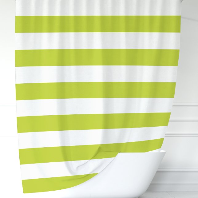 Rideaux De Douche Vert citron et blanc rayures larges modernes  (Créateur téléchargé)