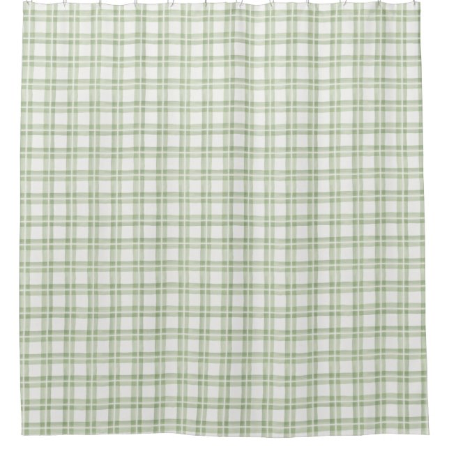 Rideaux De Douche Vert doux Blanc Anglais Pays Vérifier Plaid (Devant)