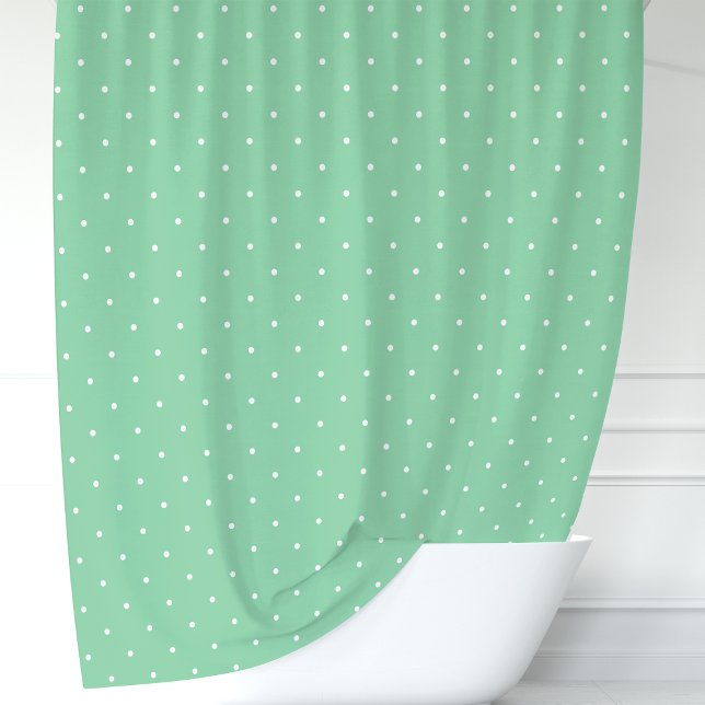 Rideaux De Douche Vert menthe et pois blancs (Créateur téléchargé)