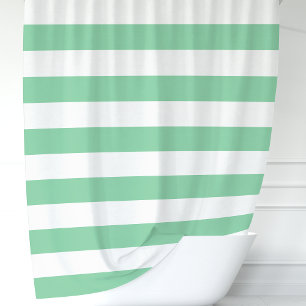 Rideaux De Douche Vert menthe moderne et larges rayures blanches 