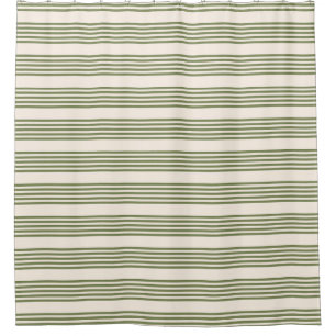 Rideaux De Douche Vert olive et beige cinq rayures motif