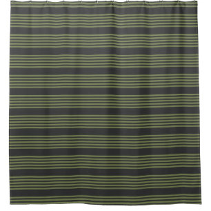 Rideaux De Douche Vert olive et charbon de bois cinq bandes motif