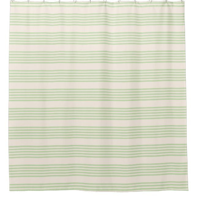 Rideaux De Douche Vert pâle et beige cinq rayures motif (Devant)