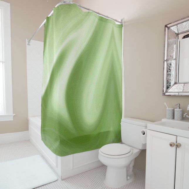 Rideaux De Douche Vert tourbillonnant (En situation)