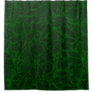 Rideaux De Douche Vert vert de forêt florale vintage