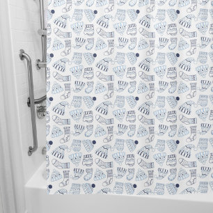 Rideaux De Douche Vêtements d'hiver en tricot bleu de Noël