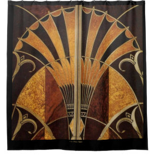 RIDEAUX DE DOUCHE VÊTEMENTS EN BOIS INLAID DU VENTILATEUR ART DÉCO