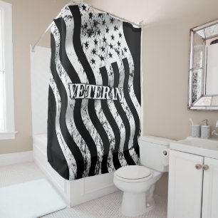 Rideaux De Douche Vétérinaire américain - blanc vintage 001
