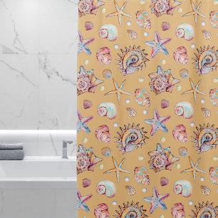 Rideaux De Douche Vibes de plage Motif Seashell & Starfish