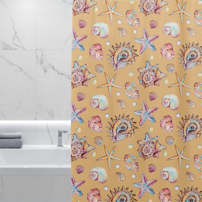 Rideaux De Douche Vibes de plage Motif Seashell & Starfish (Créateur téléchargé)