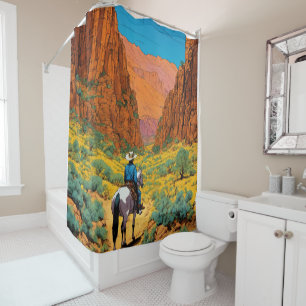 Rideaux De Douche Vibrant Cowboy en Sierra Style comique en tintin