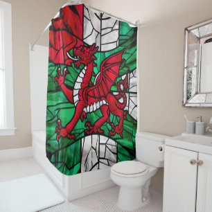 Rideaux De Douche Vibrant Mosaic Gallois Drapeau Tissu