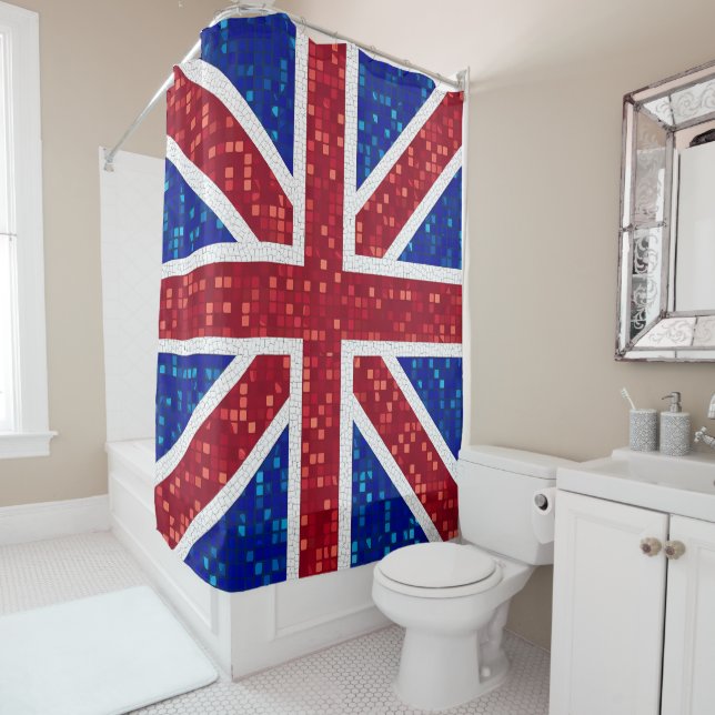 Rideaux De Douche Vibrant Mosaic Union Jack Drapeau Vitrage (En situation)