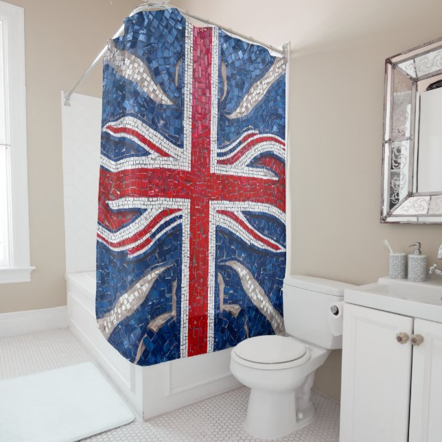 Rideaux De Douche Vibrant Mosaic Union Jack Drapeau Vitrage (En situation)