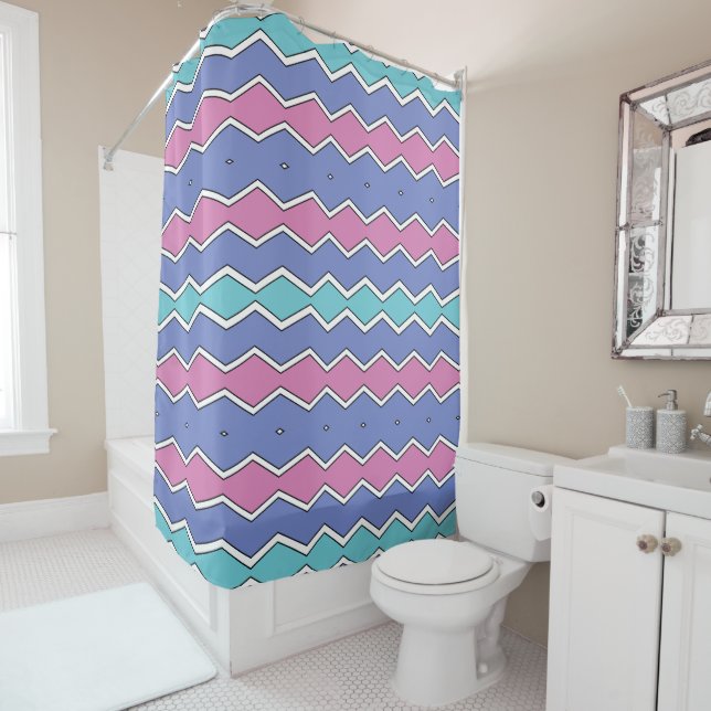 Rideaux De Douche Vibrant Peaks ZigZag  (En situation)