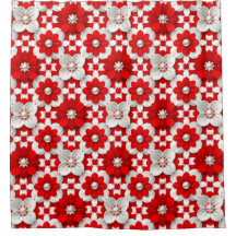Vibrant Red And White Floral Pattern With Pearl