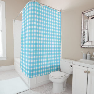 Rideaux De Douche vichy bleu ciel intense
