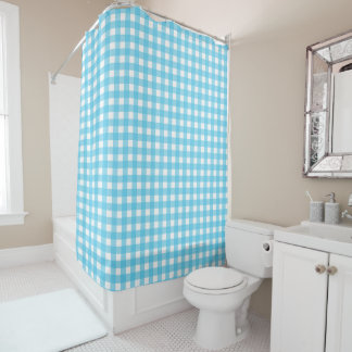 Rideaux De Douche vichy bleu ciel intense