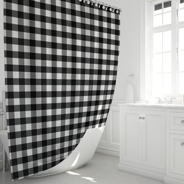 Rideaux De Douche Vichy noir et blanc Buffle (Créateur téléchargé)