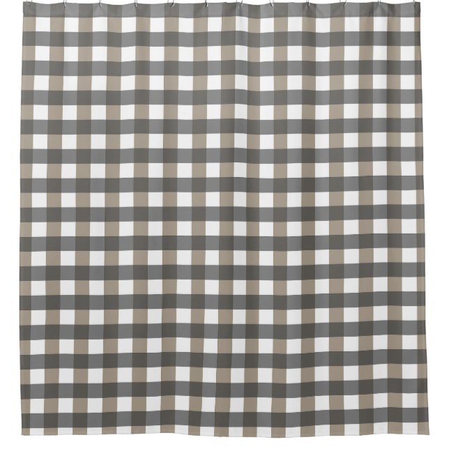 Rideaux De Douche Vichy Noir Gris Blanc (Devant)