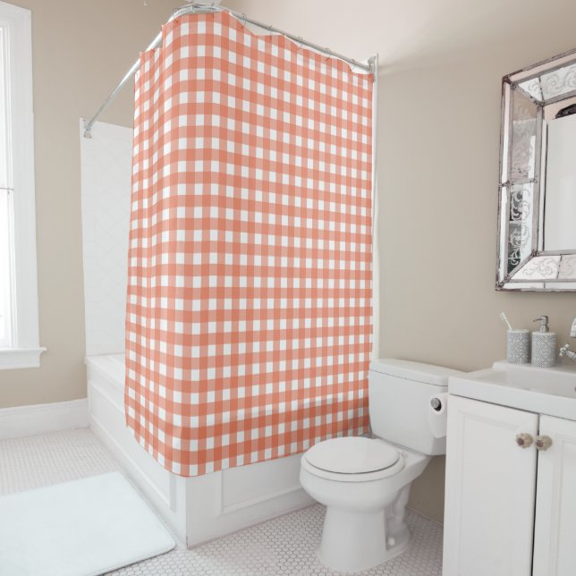 Rideaux De Douche Vichy orange (En situation)