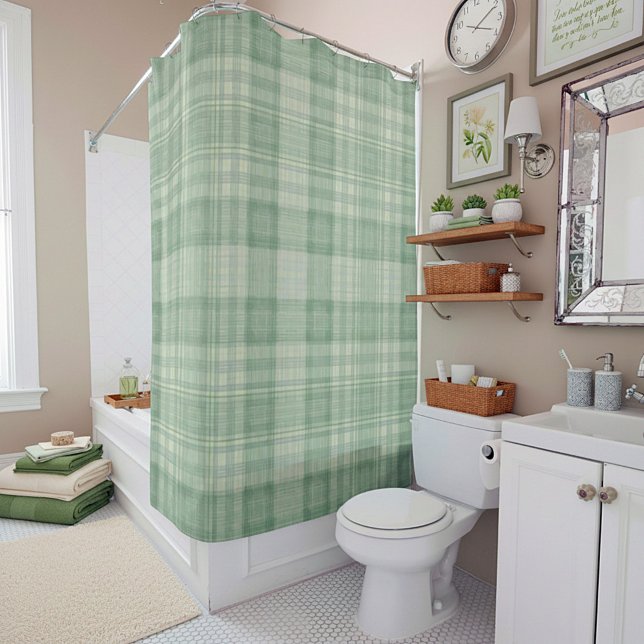 Rideaux De Douche Vichy vert sauge clair (Créateur téléchargé)