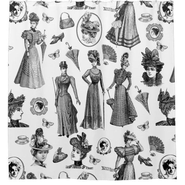 Rideaux De Douche victorian women's style antique butterfly toile (Devant)