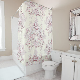 Rideaux De Douche Victorien, jaune doux, rose doux, floral, motif, v