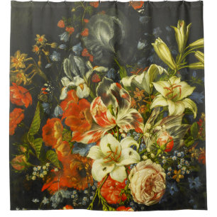 Rideaux De Douche Vie morte avec fleurs et fruits